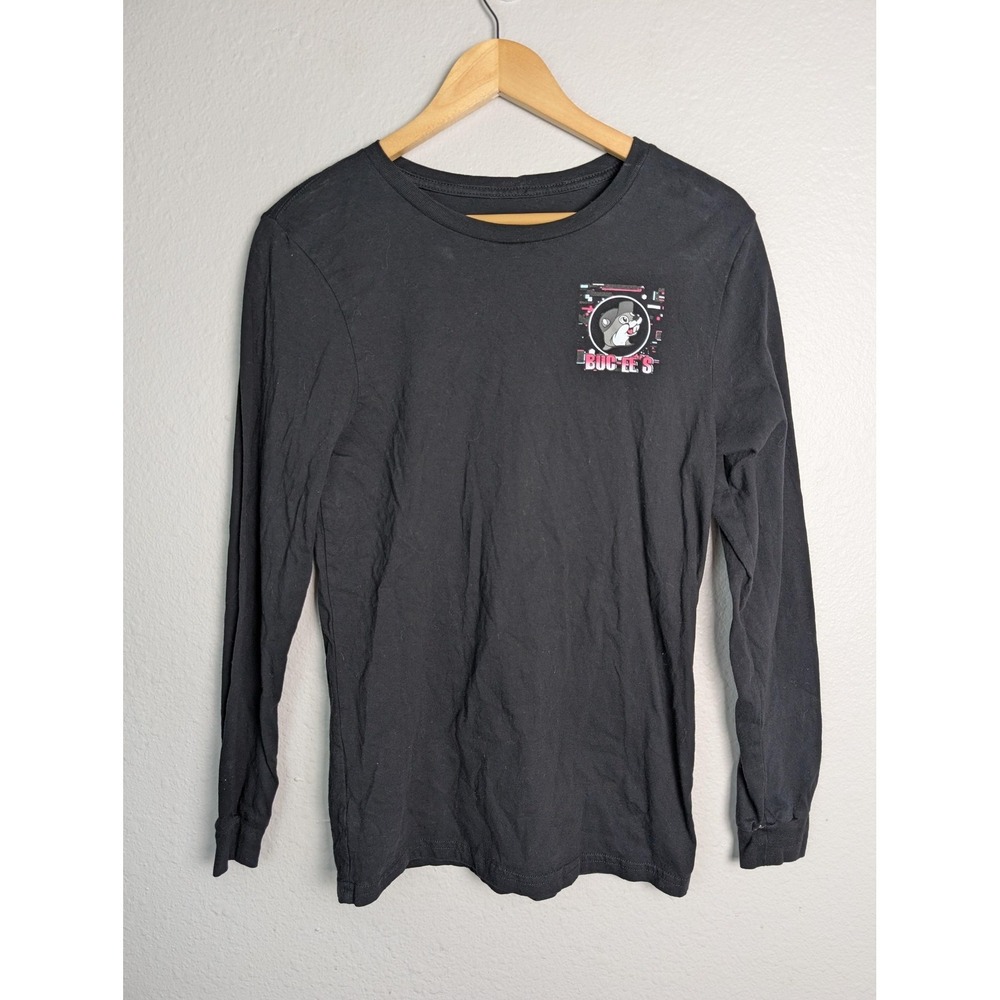 Buc-ee's Shirt Mens S Black Long Sleeve Crewneck Graphic Print Tagless Jersey